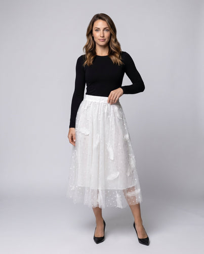 Damen Tüllrock mit floralen Applikationen und funkelnden Details