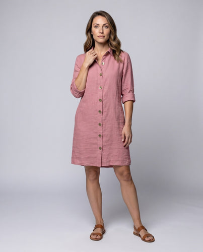 Damen Leichtes Sommerkleid mit Knopfdesign und praktischen Taschen