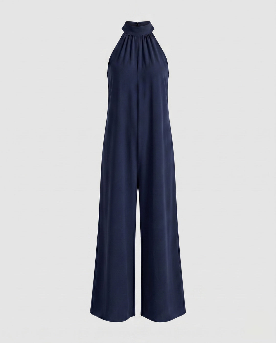 Damen Jumpsuit mit hohem Kragen und weitem Bein