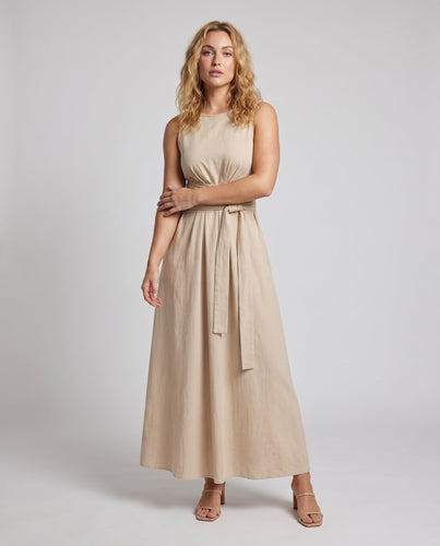Damen Maxikleid mit tailliertem Schnitt und dekorativem Bindegürtel - Vittorelli