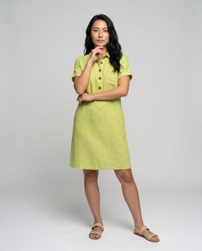 Damen Hemdkleid mit Knopfleiste und Seitentaschen