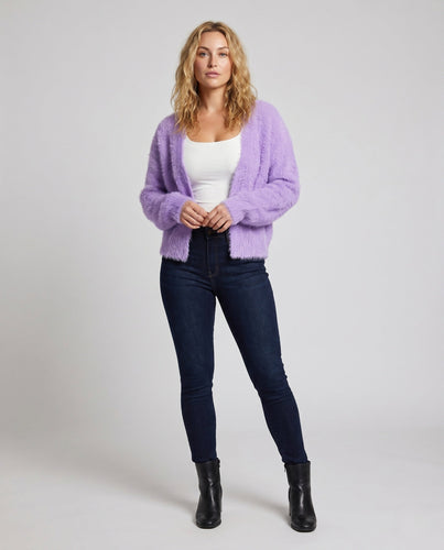 Damen Kuschelige Strickjacke mit weichem Fellbesatz - Arvani