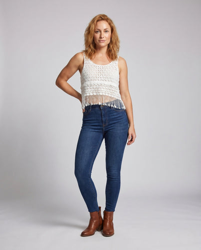 Damen Häkel-Tanktop mit Fransendetails