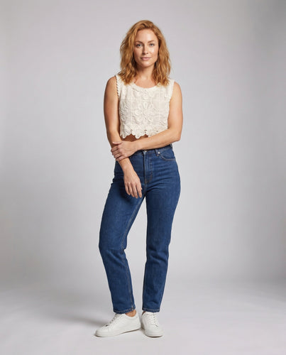Damen gehäkeltes Oberteil mit floralem Design