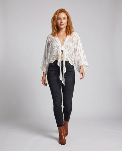 Damen transparente Häkelrobe mit floralem Design