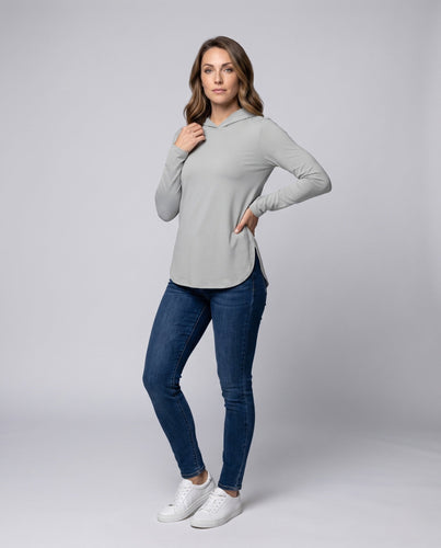 Damen nan leichtes UV-Schutz-Kapuzenoberteil aus Funktionsstretch mit tailliertem Schnitt und Seitenschlitzen Nord Taschen