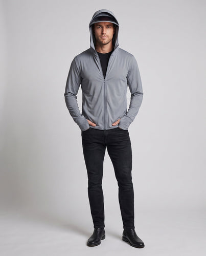 Unisex nan ultraleichtes Kapuzenshirt mit ausklappbarem Visier, atmungsaktivem Wabenjersey und Reißverschluss Nord Taschen