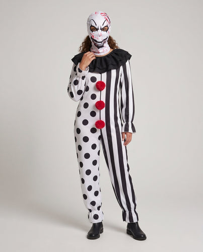 Damen Clowns-Kostüm mit Kopfteil und kontrastierenden Akzenten Nord Taschen