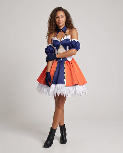 Damen Cosplay-Kleid mit stilvollen Ärmeln und aufwendigen Applikationen Nord Taschen