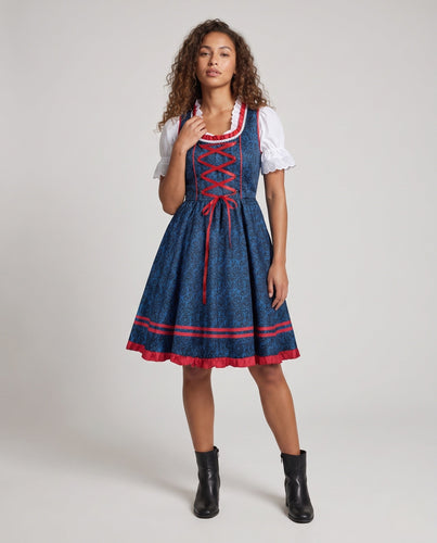 Damen Dirndl Kleid mit aufwendiger Spitze und elegantem Taillengürtel Nord Taschen