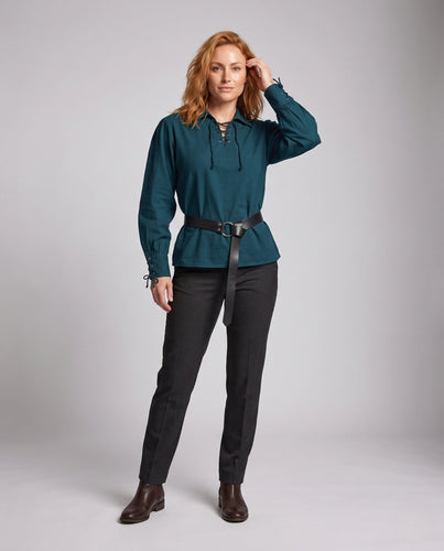Damen historische Bluse mit elegantem Schnürdesign Nord Taschen