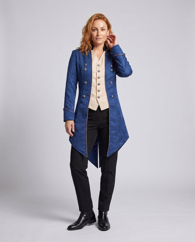Damen historische Frackkleid mit eleganten Verzierungen und passendem Fliegenband Nord Taschen