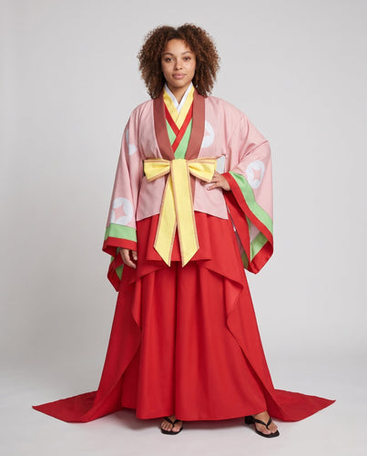 Damen traditionelles Kimono-Set mit kunstvollen Verzierungen und Schleifen Nord Taschen