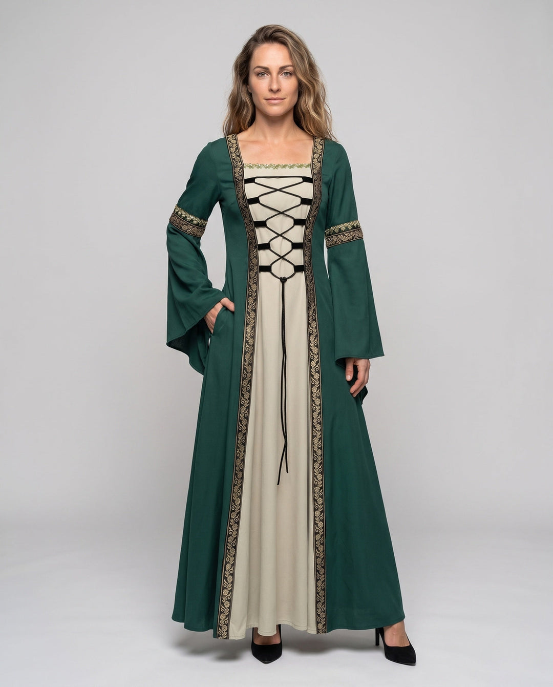 Damen historisches Märchenkleid mit elegantem Schnürdesign Nord Taschen