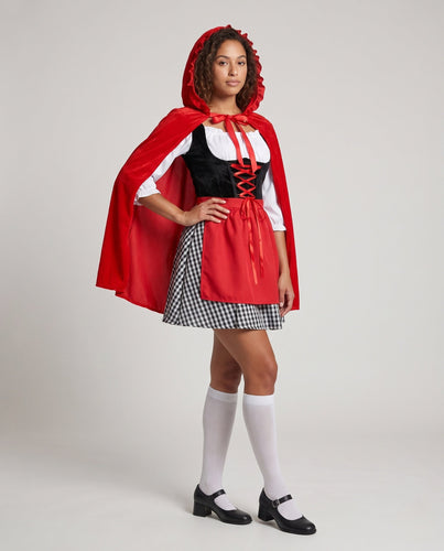 Damen Märchenhaftes Rotkäppchen-Kostüm mit eleganter Kapuze und fröhlichem Tüllrock Nord Taschen
