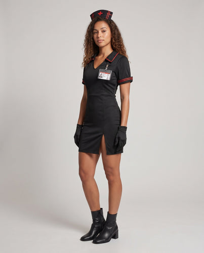 Damen sexy Krankenschwester Kostüm mit Fransen und Verzierungen Nord Taschen