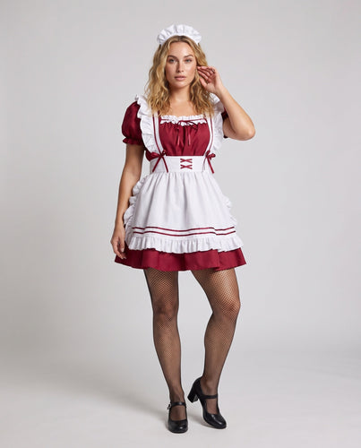 Damen fantasievolles Dienstmädchen-Kostüm mit Rüschen und Satin-Details Nord Taschen