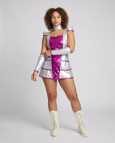 Damen Futuristisches Kostüm mit Armstulpen und glänzenden Akzenten Nord Taschen