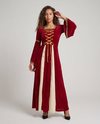 Damen Märchenhaftes Kostümkleid mit weit ausgestellten Ärmeln und Spitzenakzenten Nord Taschen