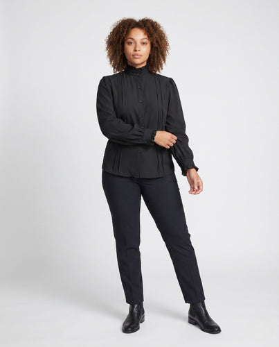 Damen elegante Rüschenshirt mit Stehkragen Nord Taschen