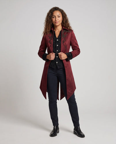 Damen eleganter Gothic-Mantel mit kunstvollen Verzierungen und asymmetrischem Saum Nord Taschen