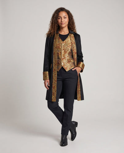 Damen Festlicher Mantel mit goldenen Verzierungen und exklusivem Design Nord Taschen