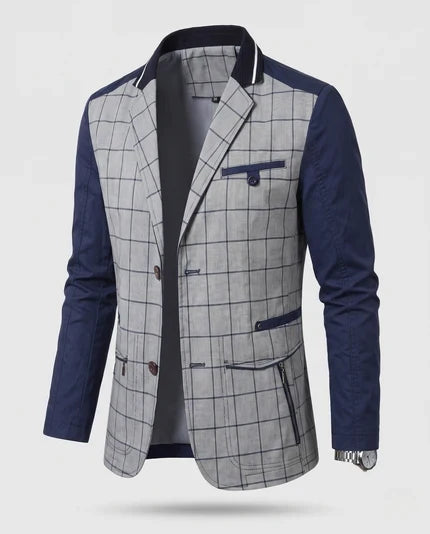 Männer Leichter Baumwoll Blazer im Lässigen Stil mit Reißverschluss Brusttasche und Slim Silhouette