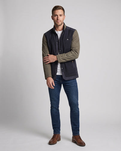 Herren Stehkragen Steppjacke mit Kontrastärmeln aus Mischmaterial