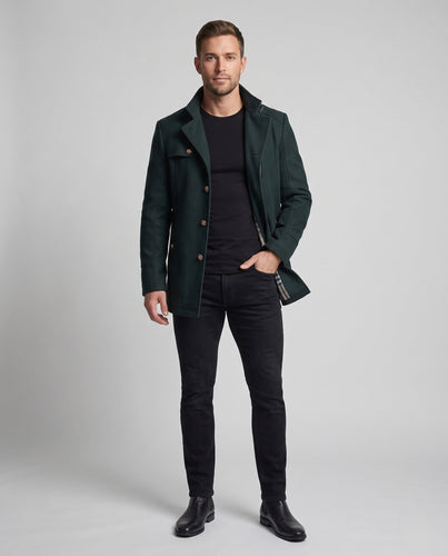 Herren Übergangsjacke im Feldjackenstil mit gemustertem Futter