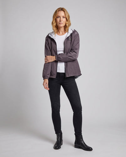 Unisex leichter Kapuzenwindbreaker mit bedrucktem Futter und Kordelzug