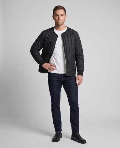 Herren gesteppte Thermojacke mit Teddyfutter und Druckknopfverschluss