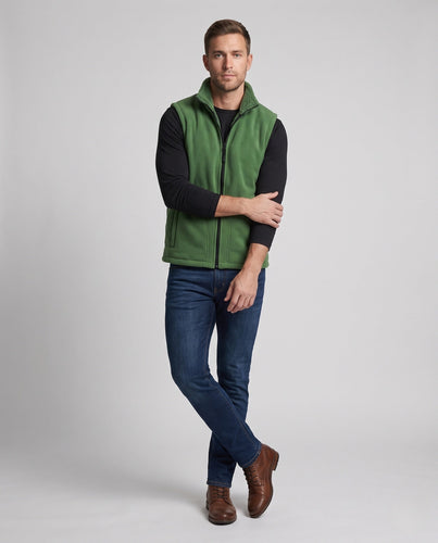 Herren Thermo-Fleece-Weste mit doppelseitiger Sherpa-Innenverkleidung und Reißverschlusstaschen