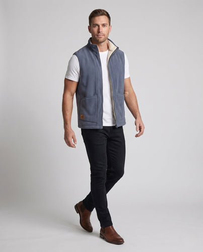 Herren Thermo Fleece Weste mit extra weichem Sherpa-Futter und Stehkragen