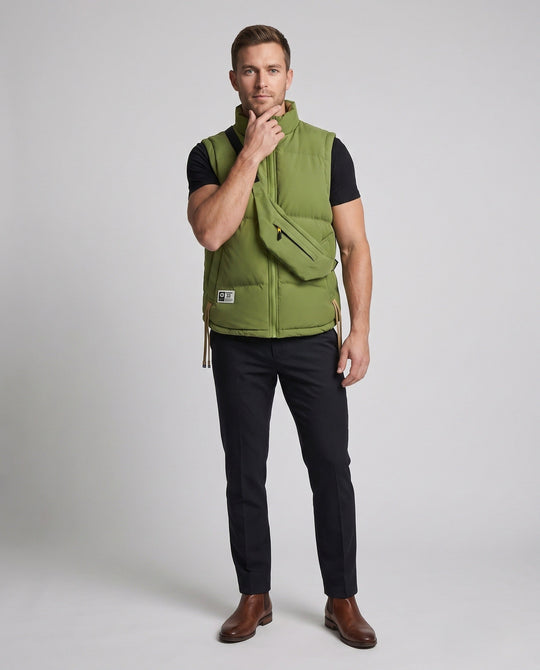 Herren Urban Steppweste Set mit integriertem Crossbody-Bag und verstellbarem Saum