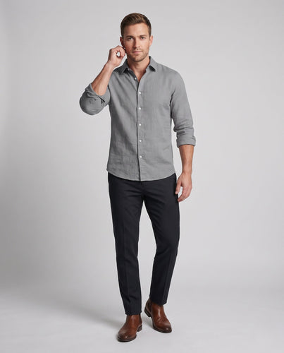 Herren Leichtes Leinenmischung Strand Loungewear Set mit Stehkragen Henley und lockeren gefalteten Hosen Nord Taschen