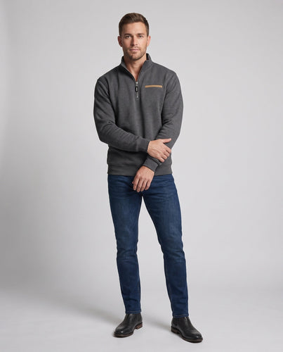 Herren Modernes Halbzip-Sweatshirt mit Stehkragen, Brusttasche und strukturierten Oberfläche Nord Taschen