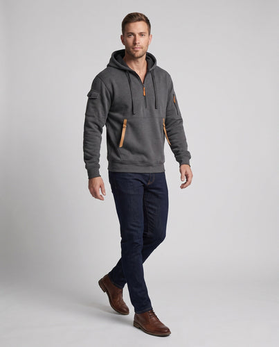 Herren Utility Hoodie mit Fleece-Futter, Halbzip und mehreren Reißverschlusstaschen Nord Taschen