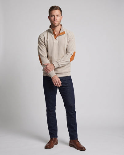 Männlicher Cordpullover mit Stehkragen, Henley-Knopfleiste und Ellbogenpatches Nord Taschen