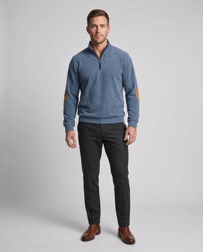 Herren Cordstruktur Halb-Reißverschluss Loungewear Set mit Ellbogenflicken Nord Taschen