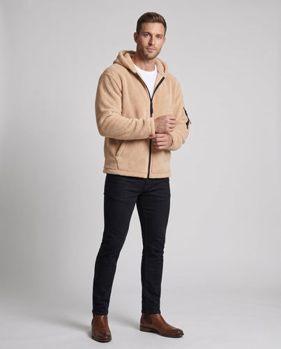 Herren Fleece Hoodie mit durchgehendem Reißverschluss, Kängurutaschen und Taschenärmel Nord Taschen