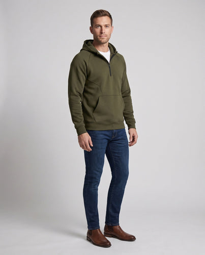 Herren Halb-Reißverschluss Hoodie mit Kängurutasche und kontrastierendem Rückenteil Nord Taschen