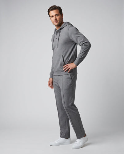 Herren Kapuzen-Henley Lounge-Set mit Knopfleiste und gefältelten Hosen Nord Taschen