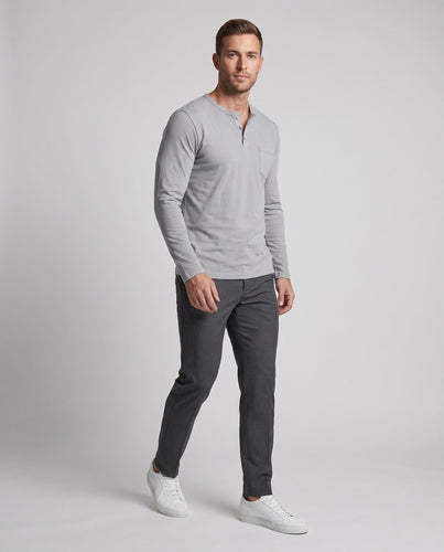 Herren Langarm Henley Shirt mit Brusttasche und dezentem Knopfleiste Nord Taschen