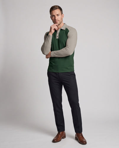 Herren Langarm-Performance-Polo-Shirt mit Raglanärmeln und Knopfleiste Nord Taschen