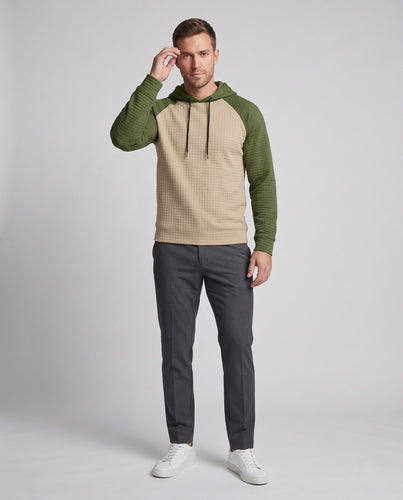 Herren Raglan Hoodie mit strukturiertem Waffel-Look und kontrastierenden Ärmeln Nord Taschen