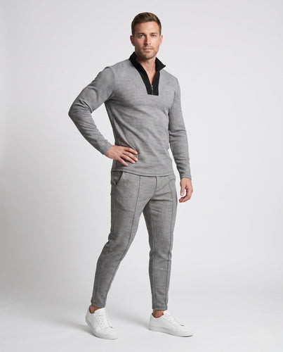 Herren Slim-Fit Half-Zip Lounge Set aus feinem strukturiertem Jersey mit schmalen Tapered Jogger Nord Taschen