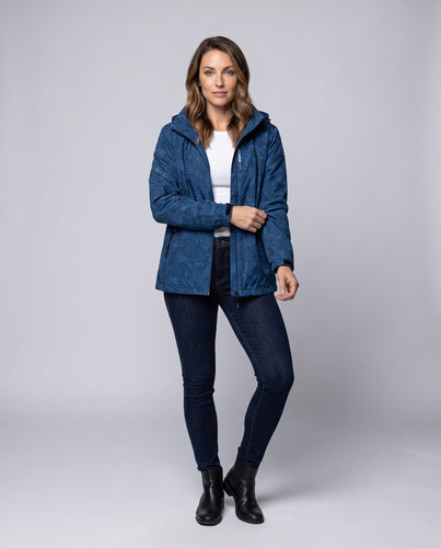Leichte wasserabweisende Kapuzenjacke für Frauen mit floralem Blattdruck und verstellbarer Kapuze Nord Taschen