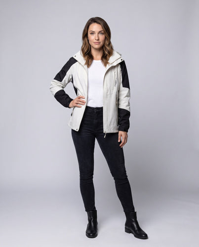 Damen Leichte Wasserdichte Outdoor-Jacke mit Kapuze Atmungsaktive Membran und Verdeckte Reißverschlüsse Nord Taschen
