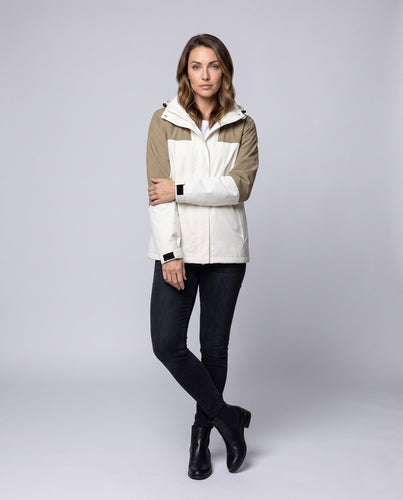 Damen leichte zweischichtige Kapuzenjacke mit winddichter Membran und funktionalen Reißverschlusstaschen Nord Taschen