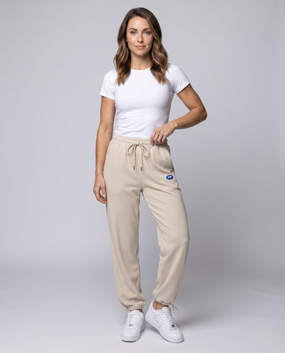 Frauen lockere Cord-Jogginghose mit Patchwork-Seitenstreifen, elastischem Taillenbund und Bündchen Nord Taschen